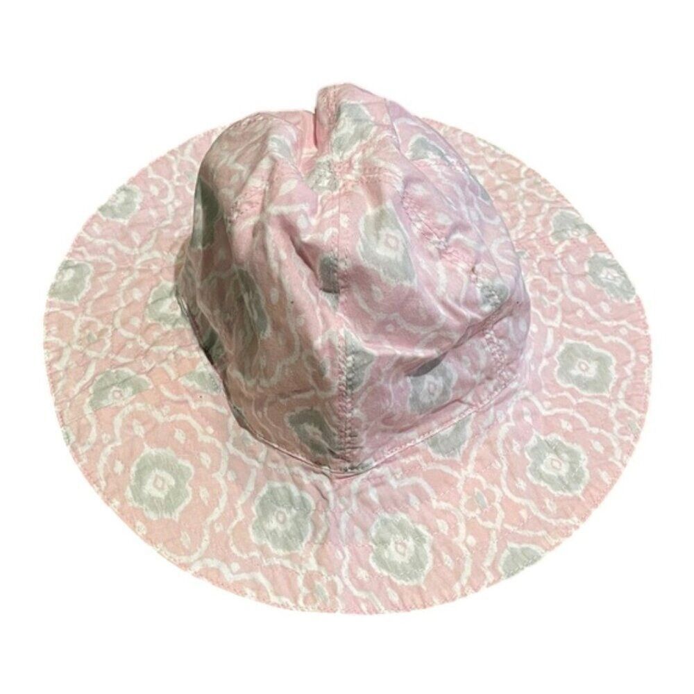Pottery Barn Kids Pink Floral Cotton Hat Infant Size 6-12 Months Beach Vacation